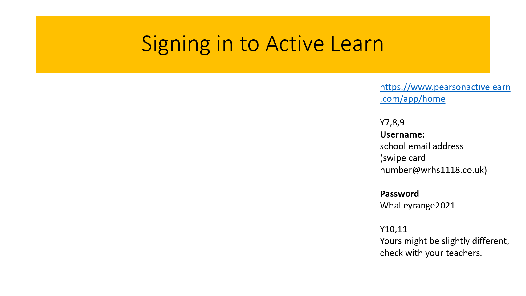 Active Learn 1st Time Access - WRHS