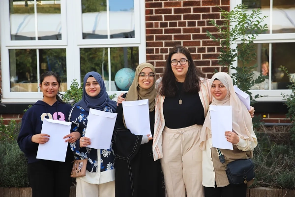 Students celebrating their results on Sixth Form Results Day 2023