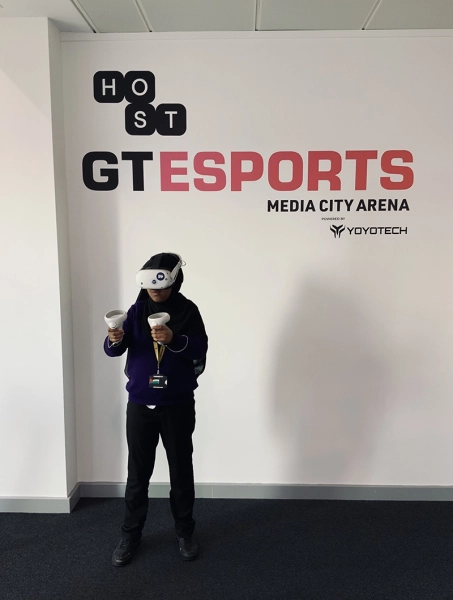 A student making use of the virtual reality centre at the Home of Skills and Technology (HOME), during a CyberFirst trip to Media City in November 2024